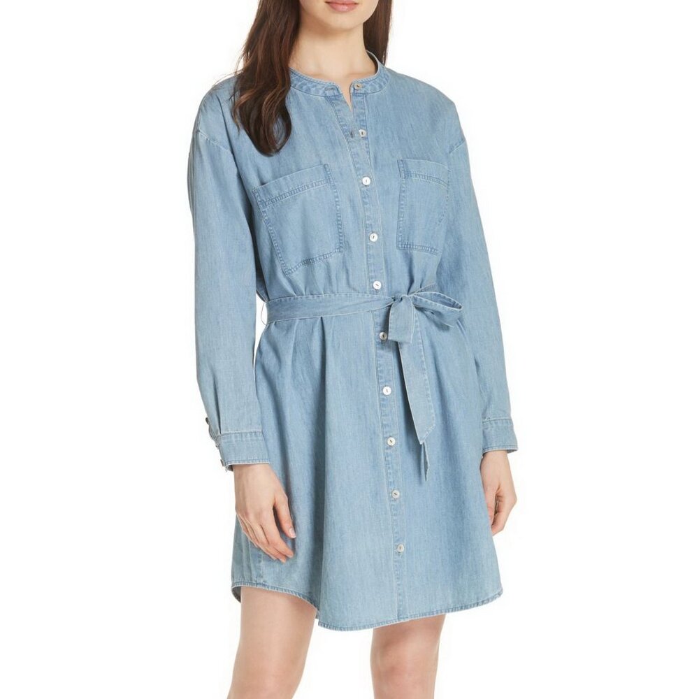 NWT Eileen Fisher Small Blue Organic Cotton Shirt Dress